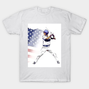 Batter Up! - Baseball Player and USA Flag T-Shirt